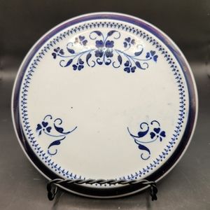 Antique Franz Anton Mehlem Floral Blue & White Porcelain Trivet Bonn Germany